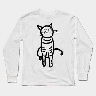 Cat Doodle with Thick Black Line Long Sleeve T-Shirt